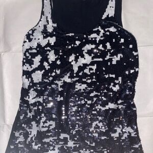 Express Black and Silver Sequin Tank Top